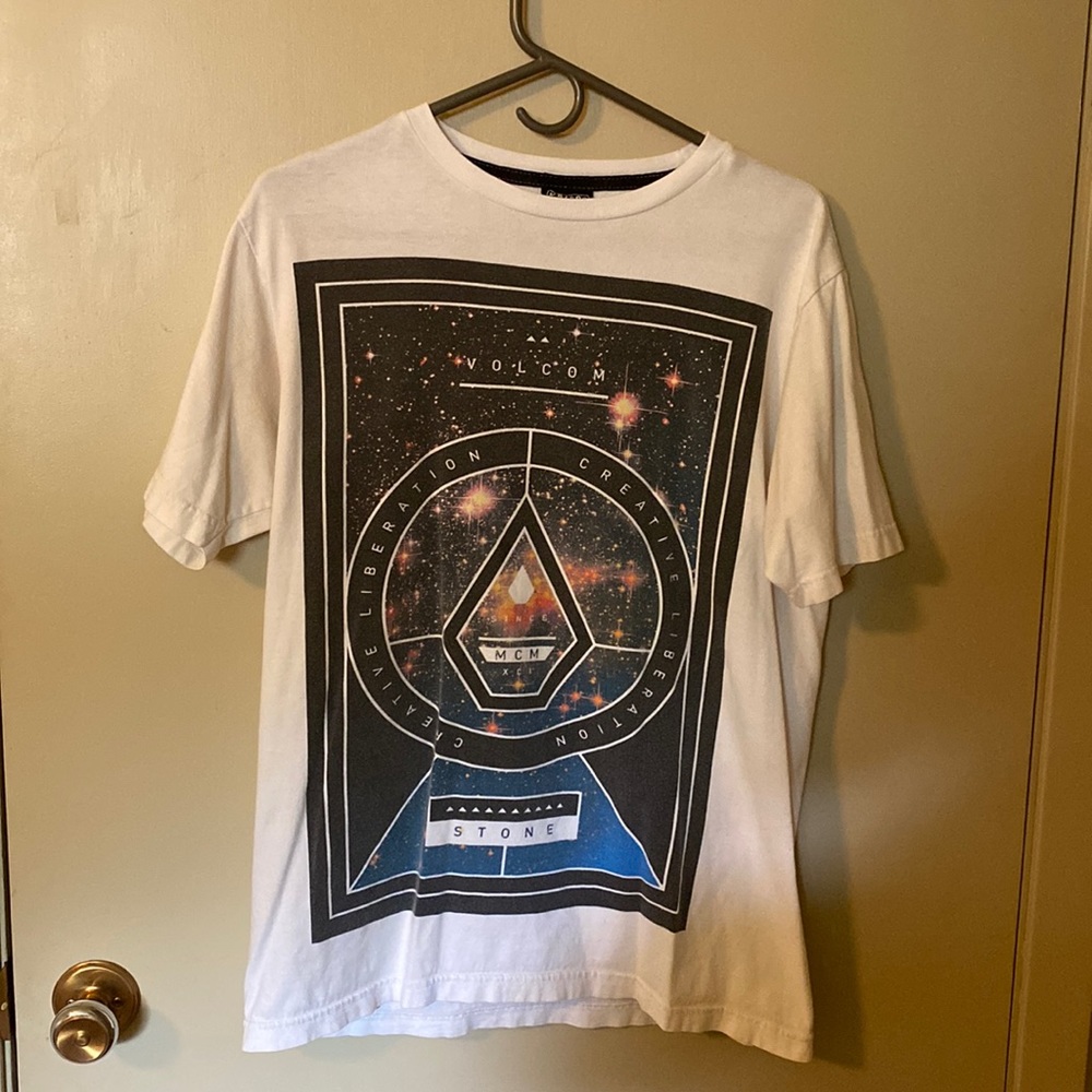 Volcom white galaxy tee shirt